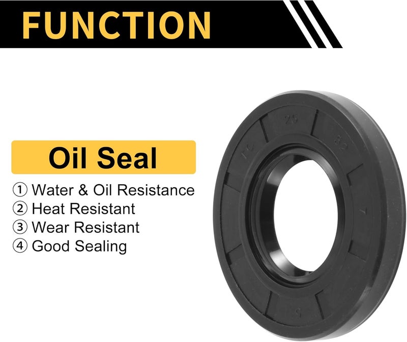 REPAIROCK Universal Oil Seal TC Double Lip W Steel Spring Seal Ring Rotary Shaft Seal 25x52x7mm High Pressure NBR Rubber Black 5pcs - Image 3
